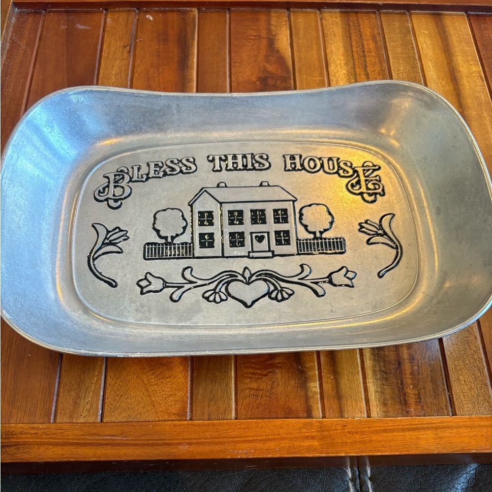 Wilton Armetale Silver 'Bless This House' Serving Tray